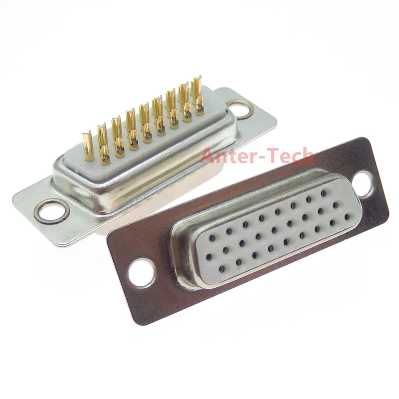 1PCS 3U Gold Plated Solid Pin HDD26 MALE FEMALE CONNECTOR Solder Type D-Sub 26pin serial port Adapter 26 pin 26P HDB26