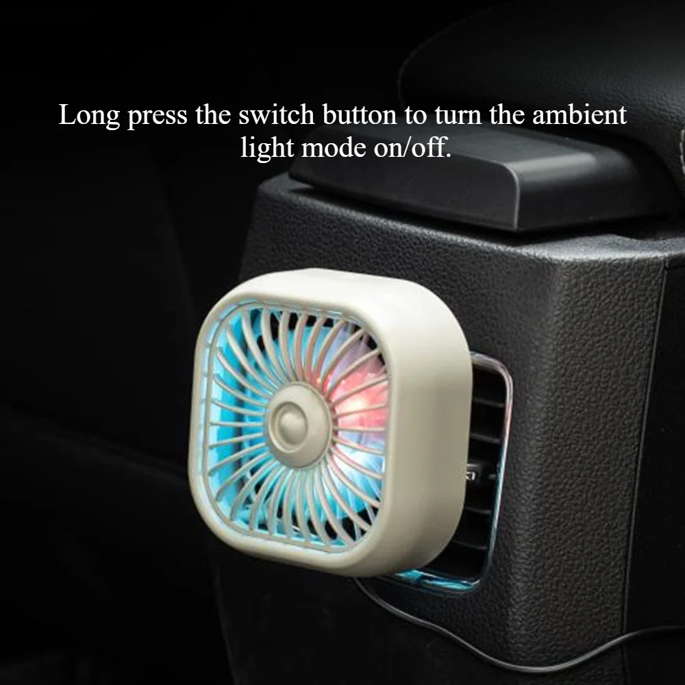 USB Colorful Car Air Vent Fan, with 3 Adjustable Wind Speeds, a Car Accessory That Supports Wind Volume Adjustment