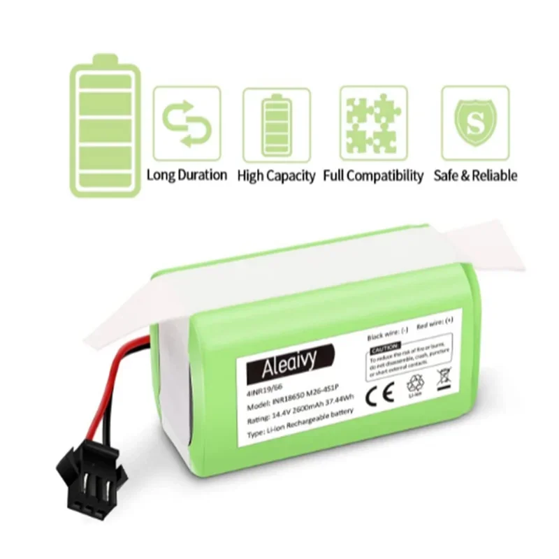 18650 pacco batteria 14.4V 2.6Ah per Cecotec Conga Excellence 950 1090 Ecovacs Deebot DN621 601 Eufy RoboVac 35C Panda i7 V710