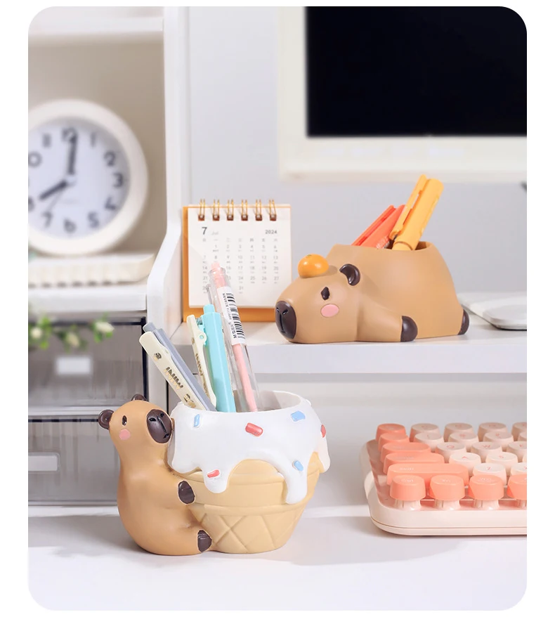 Cute Capybara Small Plant Pot Resin Succulent Planter for Home Office Desk Mini Ornament Fairy Garden Flowerpot Decoration