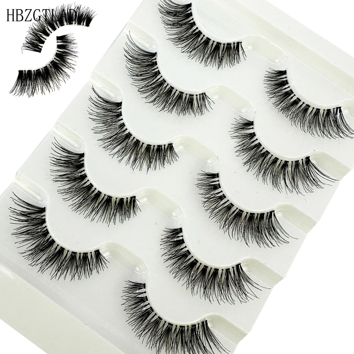 新しい 5 ペアナチュラルつけまつげマンガまつげクリア薄い幹再利用可能な偽まつげクロスメイクアップ