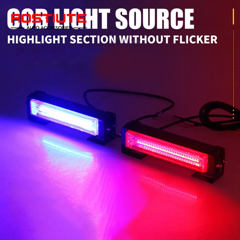 2PCS COB Car Warning Emergency Lights Police Strobe Lights LED Stroboscopes Auto Grill Flashing Lamp for Offroad 4X4 Truck SUV