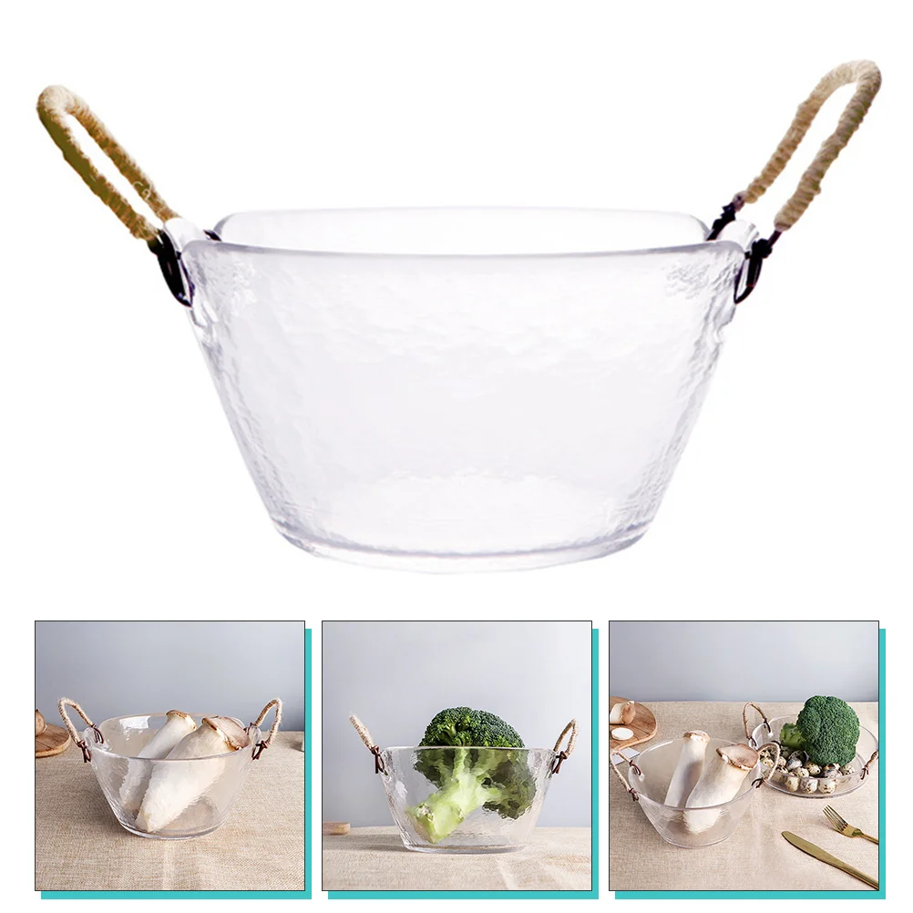 وعاء سلطة إبداعي بمقبض بكلتا الأذنين، مادة زجاجية، تجمعات عائلية، حفلات الزفاف، الحانات، المطاعم، الاستخدامات الواسعة