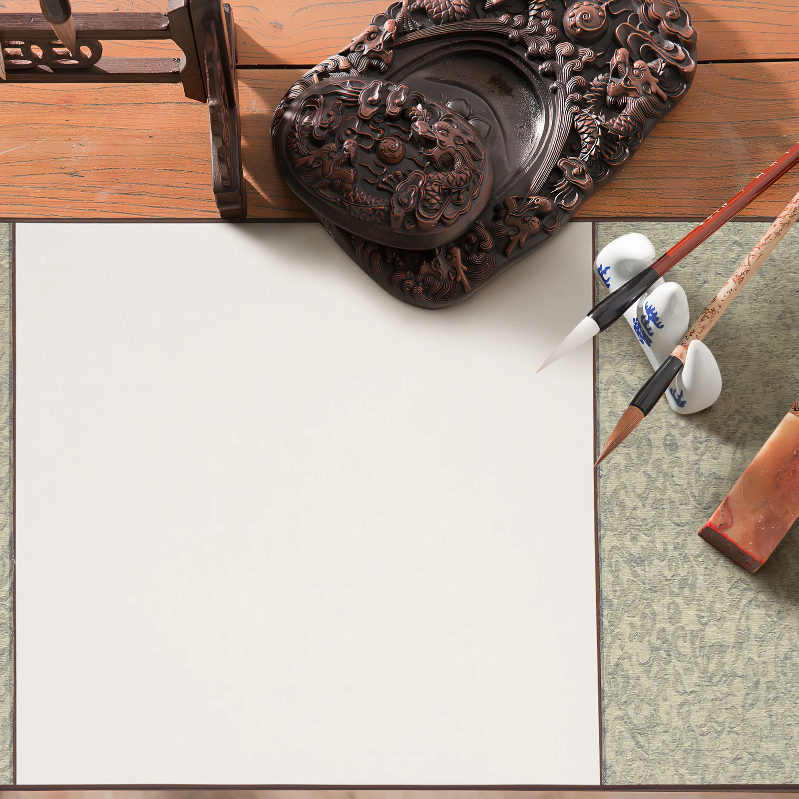 

Brocade Art Hanging Scroll Blank for Chinese Calligraphy Painting Practice Adjustable Size Strong Material Wall