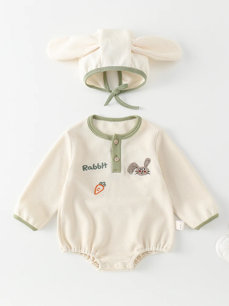 春秋ベビーガールロンパースセットツーピーススーツ外出用eラップ春服新生児幼児服