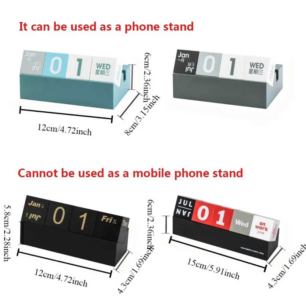 Creative Cube Shape Perpetual Calendar Date Display Stationery Multi-function Desk Calendars DIY Mini Phone Holder Student