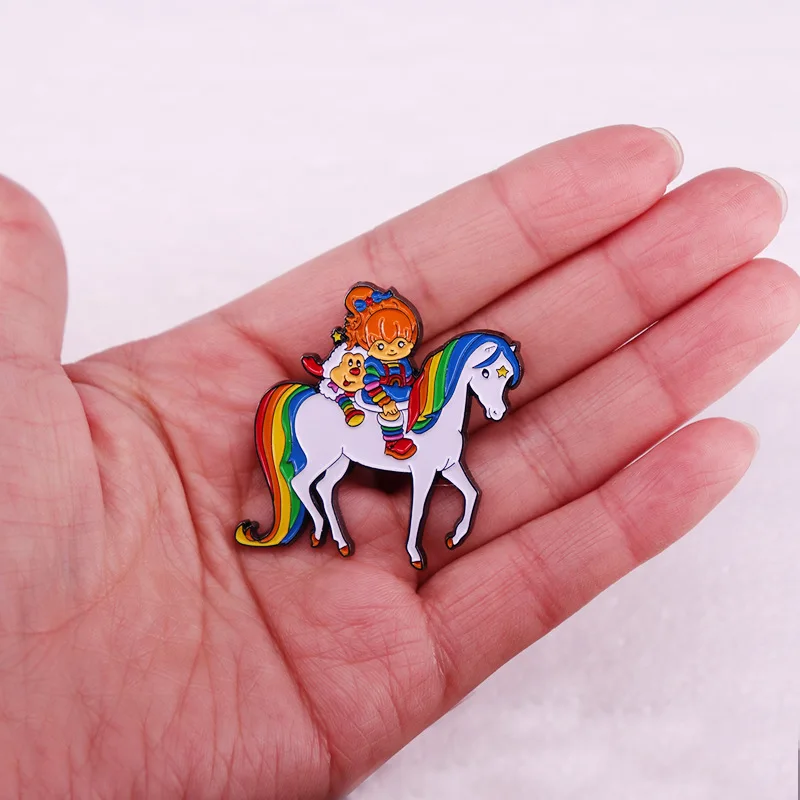 Rainbow Brooch Fairy and her friends Brooch badges cartoon accessories  Enamel Brooch Alloy Badge Cowboy Clothes Bag Pin jewelry