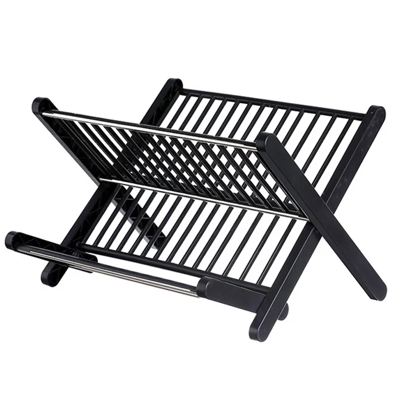 

A27F-Foldable Bowl And Tray Rack Easy Draining Design, Kitchen Multi-Purpose Storage Rack For Tableware
