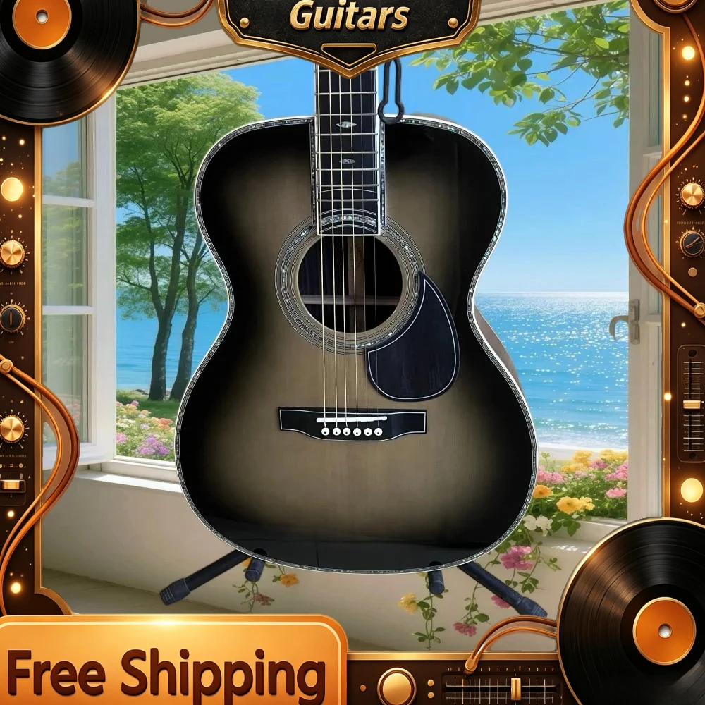 New Grey OM45 Series 20th Anniversary Folk Guitar Collector Value Solid Top Rosewood Dorsal Clear Resonant Tone Free Shipping