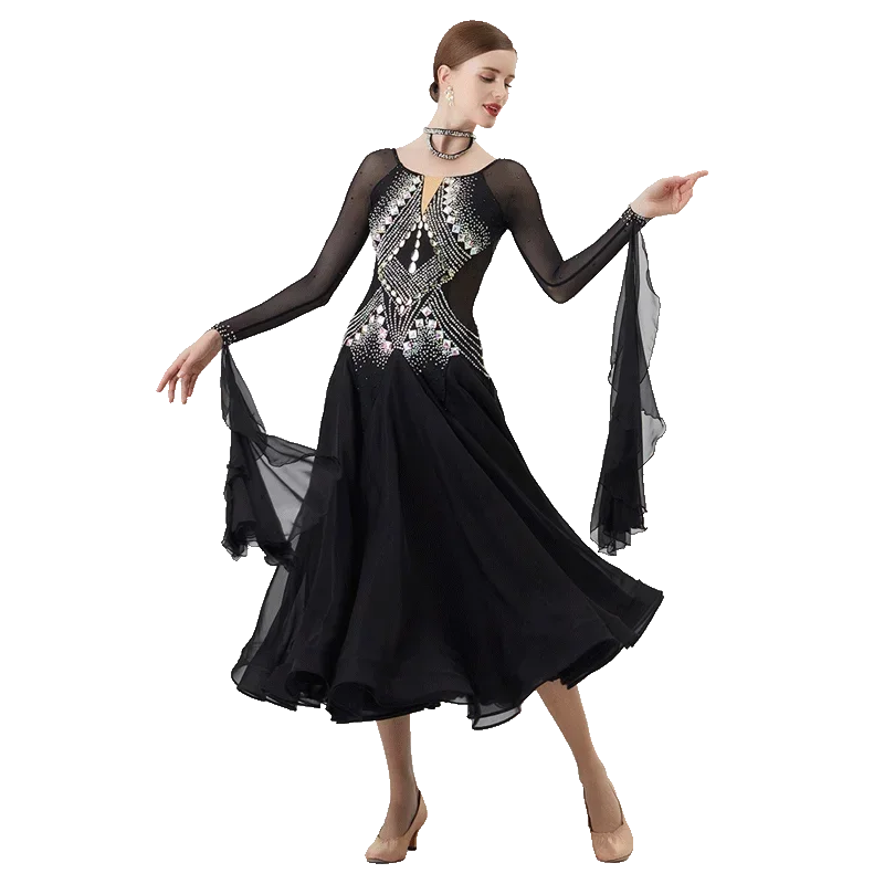 

Women Modern Dance Bolero Mujer Fiesta Rhinestone Diversity Dress Ballroom National Standard Waltz Competition Performance