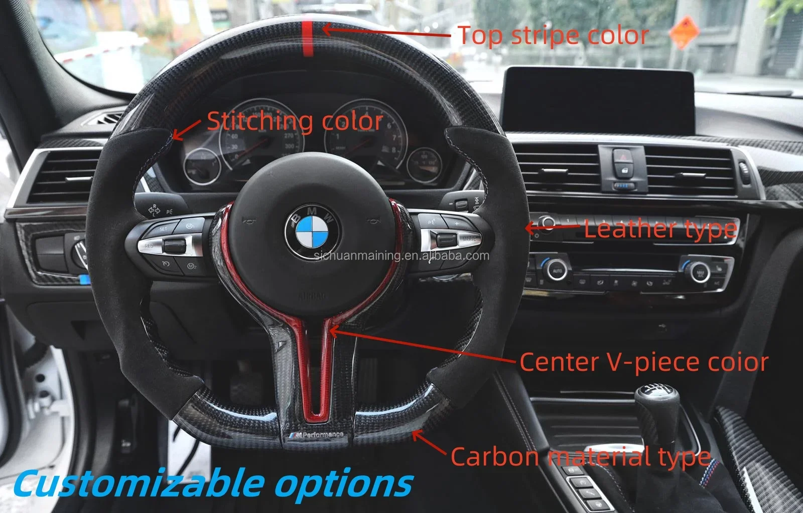 Customizable Carbon Fiber M-Sport Performance Steering Wheel For BMW F30 F80 F82 F87 F32 F22