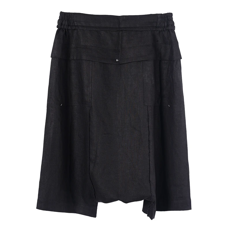 Dark men's Culottes high-end Cotton Linen Japanese Yamamoto Style Pants Fashion men's Personality Loose Hanging Crotch Shorts