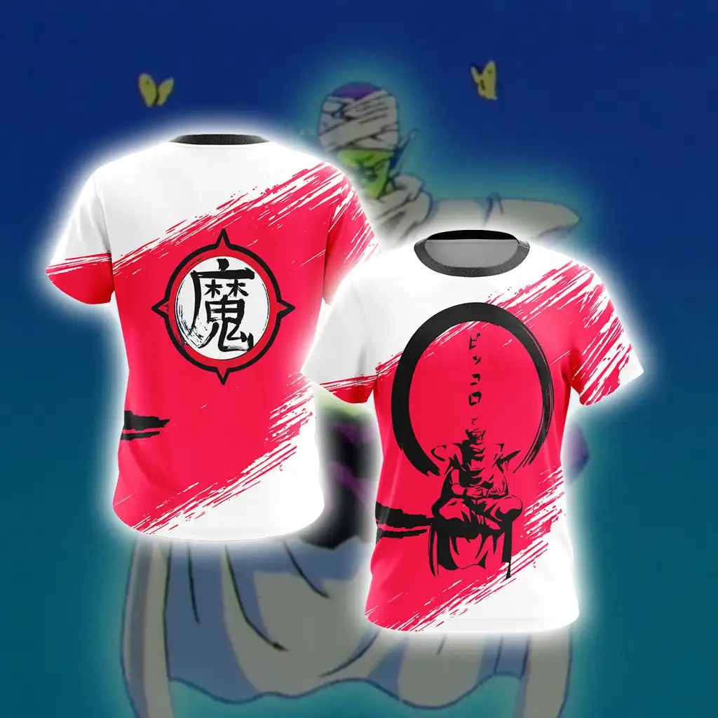 Trendy Unisex Crew Neck Dragon Ball Piccolo Warrior Group Tee Soft Top Ideal For Night Out And Casual Street Style Looks