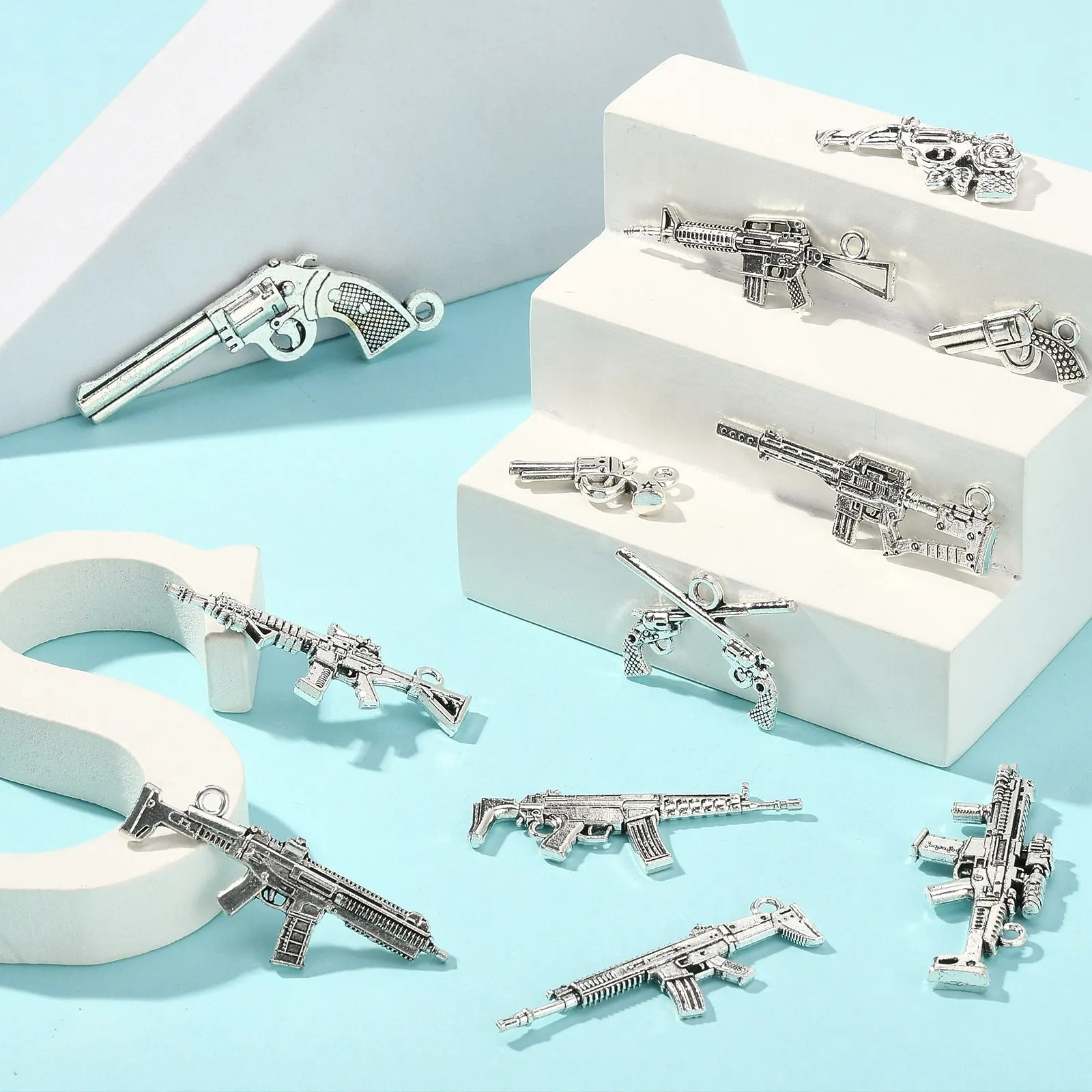 PandaHall 90 Stück Tibetische Gewehr-Anhänger Vintage Maschinengewehr-Charms für Schmuckherstellung und Armband-Zubehör – Detail 5