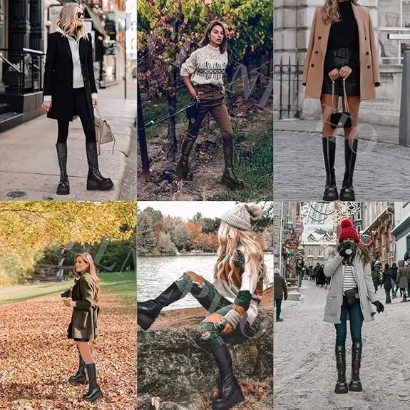 Sepatu Wanita Sepatu Bot Sepeda Motor Kualitas Hebat Ritsleting Gesper Platform Rianbow Mode Ukuran Besar 43 Merek Gigiffox