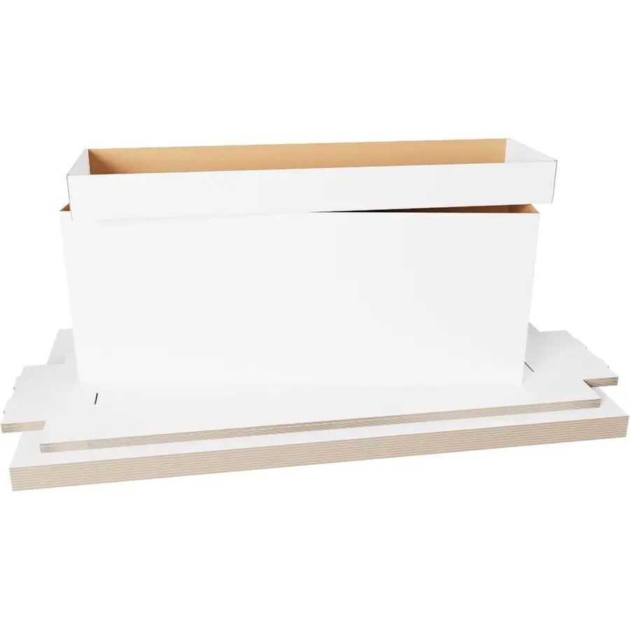 

Comic Book Storage Box 5 Count Long ComicBook Boxes with White Corrugated Cardboard Stackable Bin, Thick Case, Book Containers w