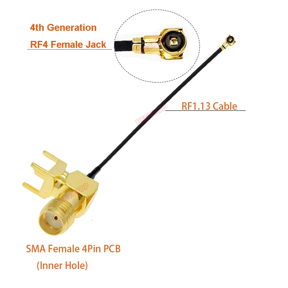 100pcs/lot SMA Female 4 Pin PCB Panel Mount to RF1/RF4 IPX MHF Female Jack WIFI Antenna RF Coaxial Pigtail Extension Cable