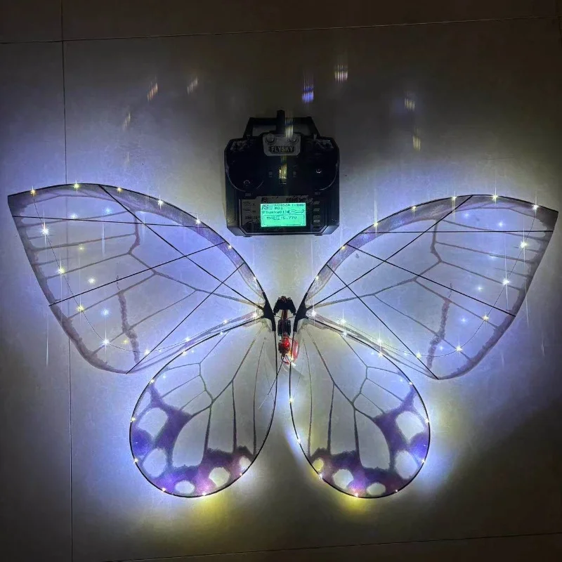 

Flysky Bionic Flapping Butterfly Remote Control Glass Butterfly Led Light Drone For Commercial Stage Performance Adult Show