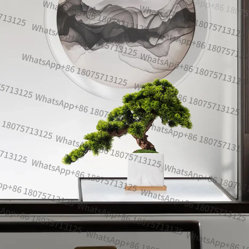 

Искусственное украшение LXSimulation: имитация сосны бонсай для декора прихожей отеля, зеленое растение, имитация дерева для книжной полки