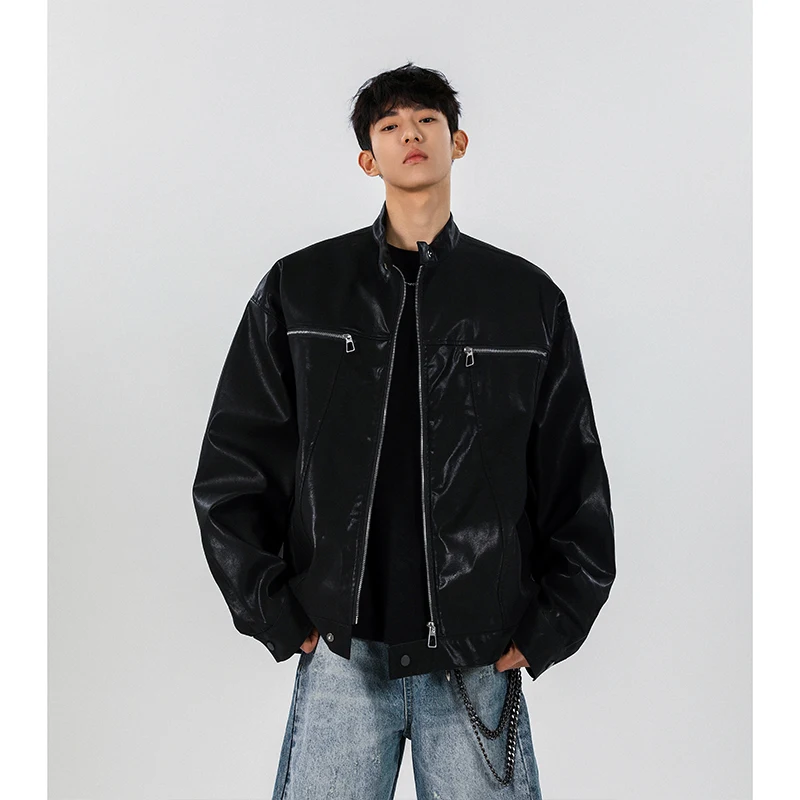 

American Sle Harrison Leather Jaet Men's Spring Autumn Cleanfit High-End Cool Motorcycle Jaet Outerwear