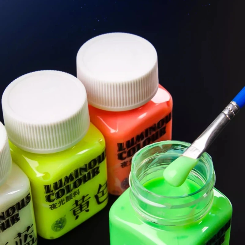 Imagem -05 - Tinta Acrílica Que Brilha no Escuro Pintura Faça Você Mesmo Pigmentos Luminosos Maquiagem à Prova Dágua Unhas Roupas Sapatos Pintura Corporal Decoração de Festas Tintas Líquidas Fluorescentes