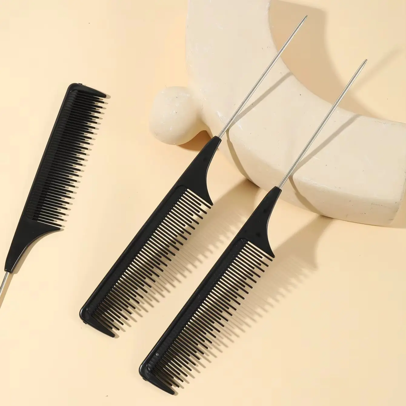 3pcs/set styling comb tail comb set dyeing comb partition highlights braid cutting comb tip tail comb Special for real hair wigs