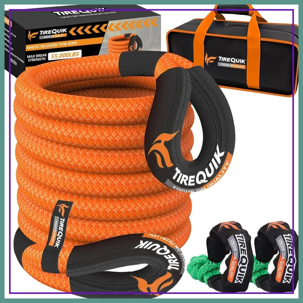 

1-1/8"x30ft Kinetic Recovery Rope 51500lbs Heavy Duty Snatch Strap with 2 Soft Shackles for Trucks SUVs UTVs ATVs