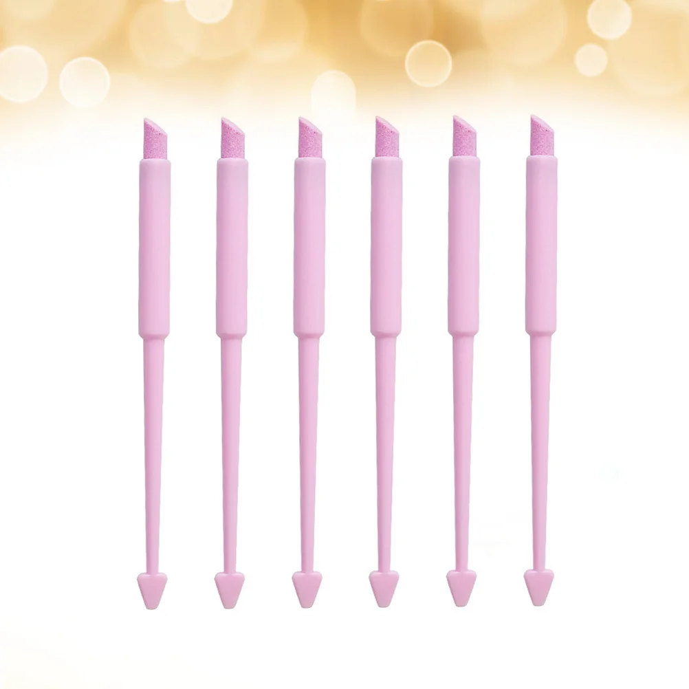 6 قطع من ملفات فن الأظافر الممتازة، أداة إزالة البشرة لصالونات التجميل للاستخدام الشخصي، قلم عصا تنظيف الأظافر الوردي #1