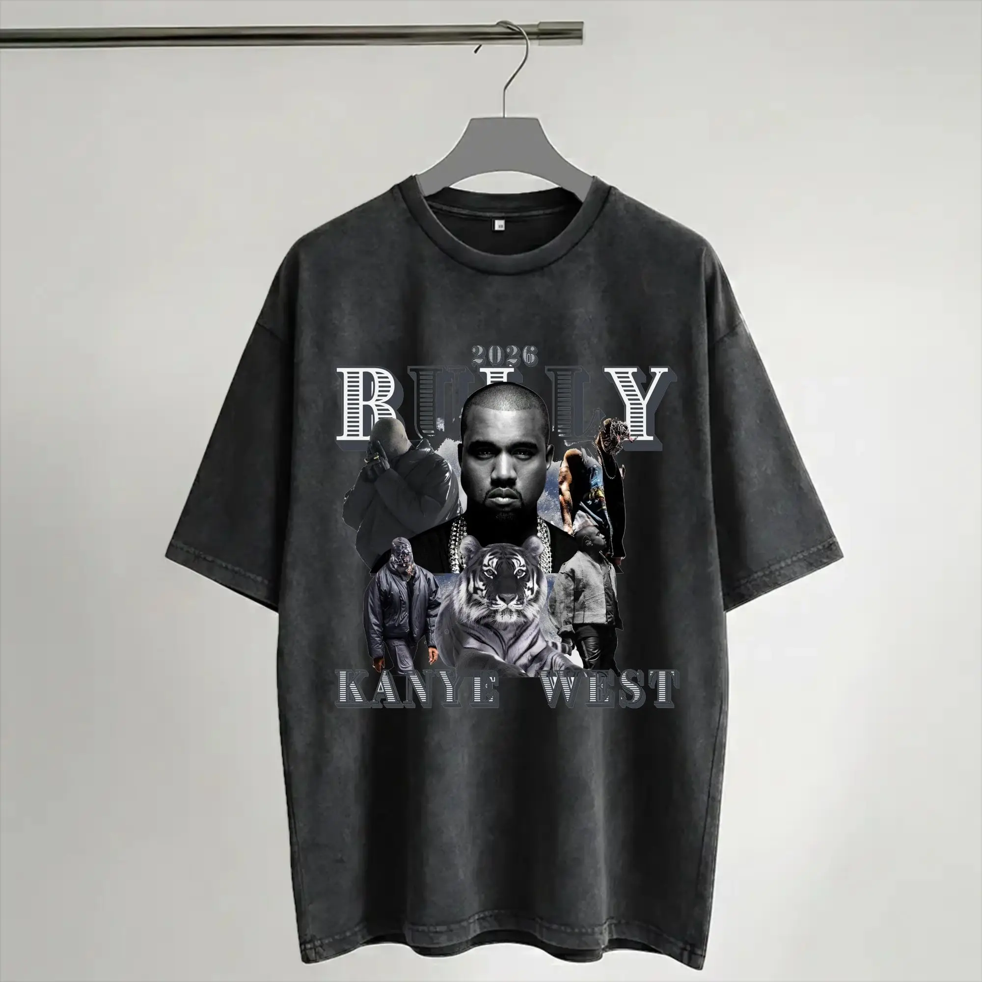 Printed Kanyes Wests 2026 BULLY Tour Washed Shirt Merch Harajuku T-Shirt  for Men Women Tee