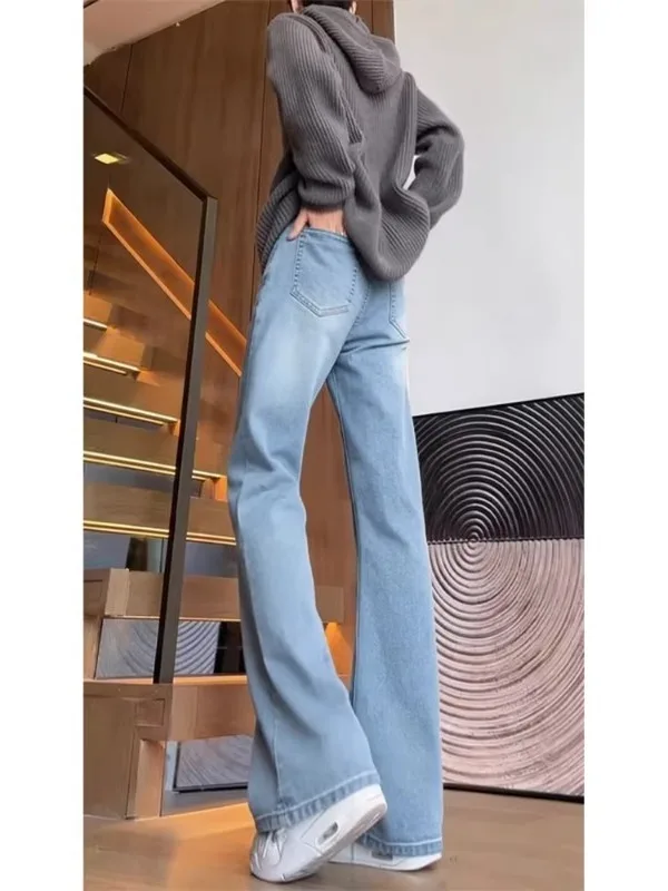 

Джинсы Waed Blue American Vibe Slim Fit Bootcut для мужчин, модные прямые брюки в стиле High Street