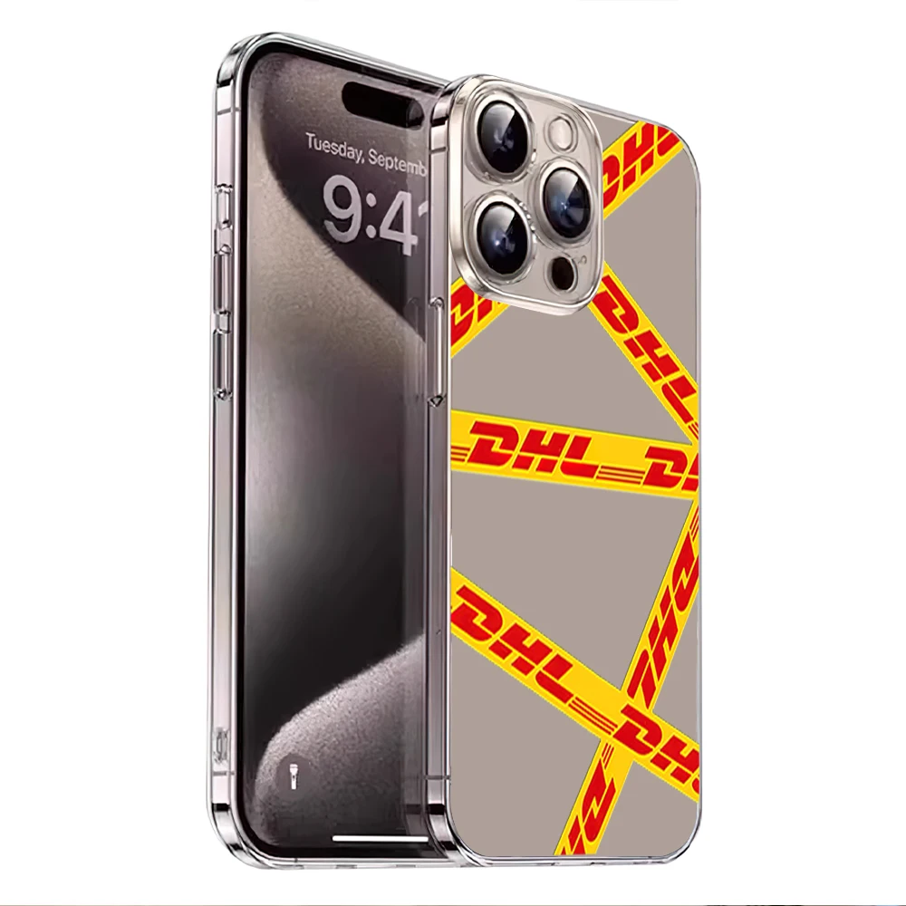 DHL Express 50th Phone Case for iPhone 12 11 13 14 15 16 Max Pro Plus Transparent Soft Shell