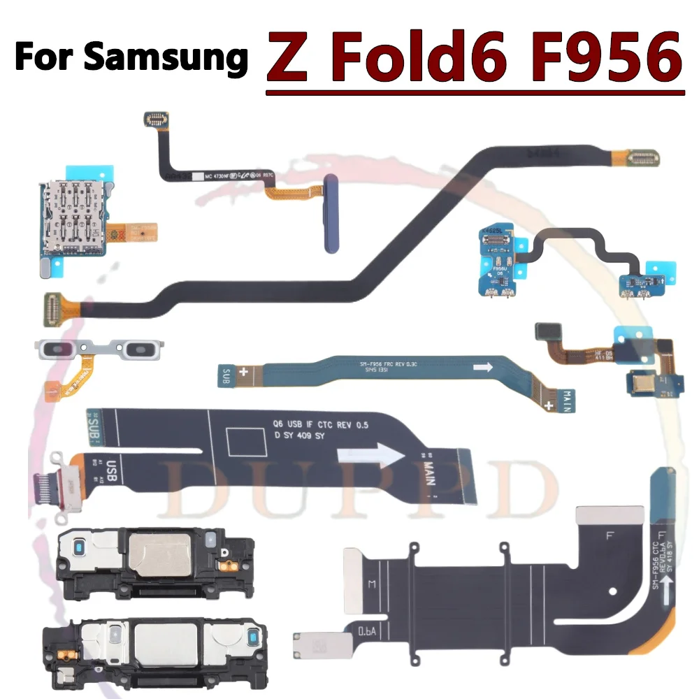 

Громкий динамик с SIM-разъемом для Samsung Z Fold6 F956, порт для зарядки микрофона, антенна по отпечатку пальца, главный сигнал, ось вращения, гибкий кабель