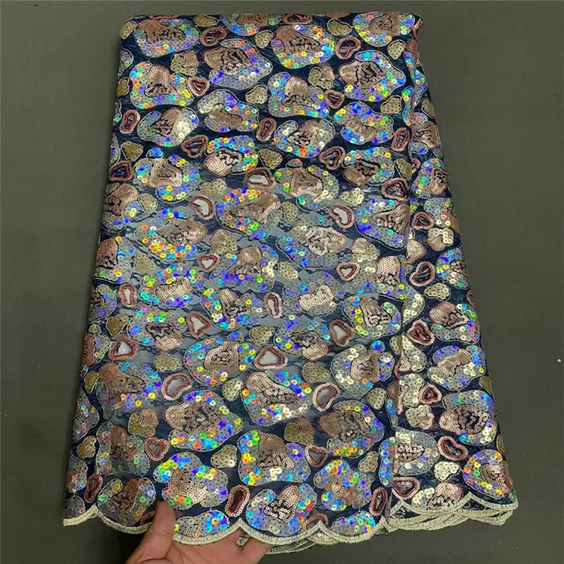 

5 ярдов, хит продаж, французское кружево с блестками, африканский тюль, шнур, гипюровая кружевная сетка, вышитая ткань для свадебной вечеринки PSJF42904