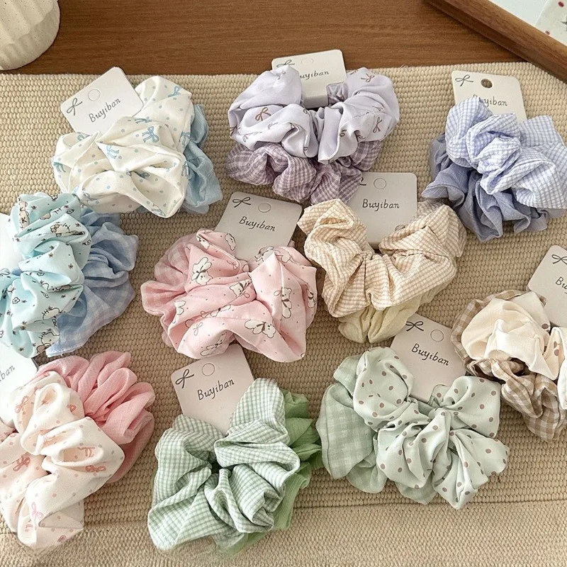 

2PCs Best Friend Outfit Sweet Ballet Style Fabric Large Intestine Headband Tied Bun Hairstyle Beautiful Temperament Headwear