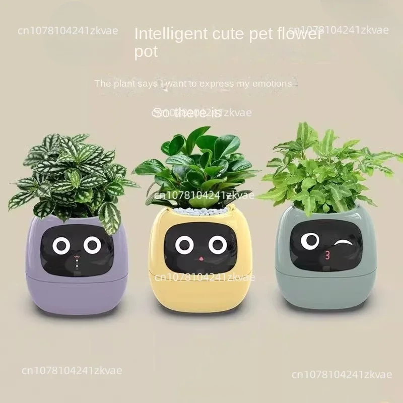 

Intelligent Potted Ivy Desktop Green Plant Intelligent Cute Pet interaction Flower Pot Cartoon Expression Plant Emotions English