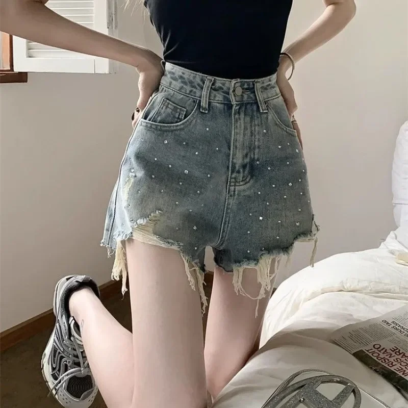 

High Waist Female Short Jeans Pants Jorts Women's Denim Shorts Pocket Flowy Kpop Comfy Hot Outfits Normal Trend 2024 Wholesale