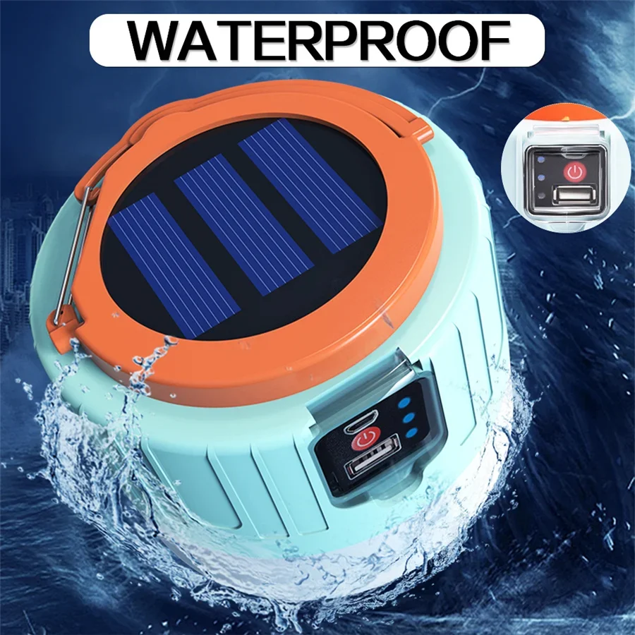 TIRVOSE Outdoor Solar Camping Lights Portable Lanterns USB Rechargeable Tent Lamp for BBQ Fishing Hiking Emergency Night Lights