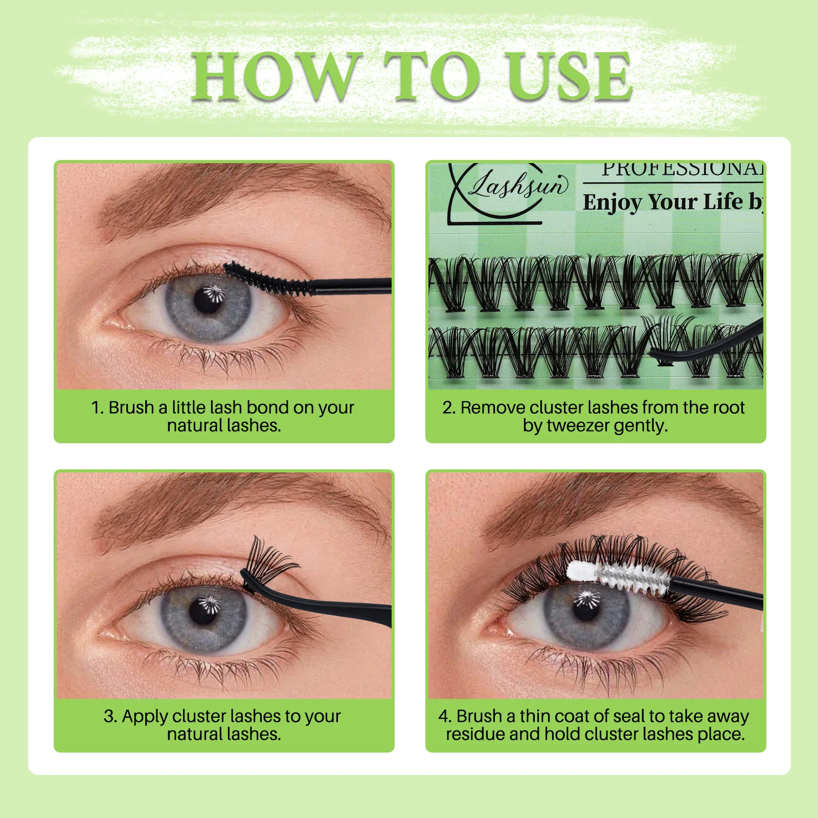 LASHSUN Lash Clusters book DIY Eyelash Extensions Clusters Lashes book D Curl LASH Mega Volume Individual Lashes Eyelash Cluster image 6