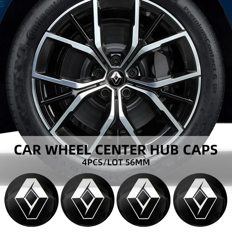 New 4pcs 56mm Car wheel hub cover badge stickers For Renault Megane 2 3 4 Twingo Clio Talisman Captur Trafic Scenic 2