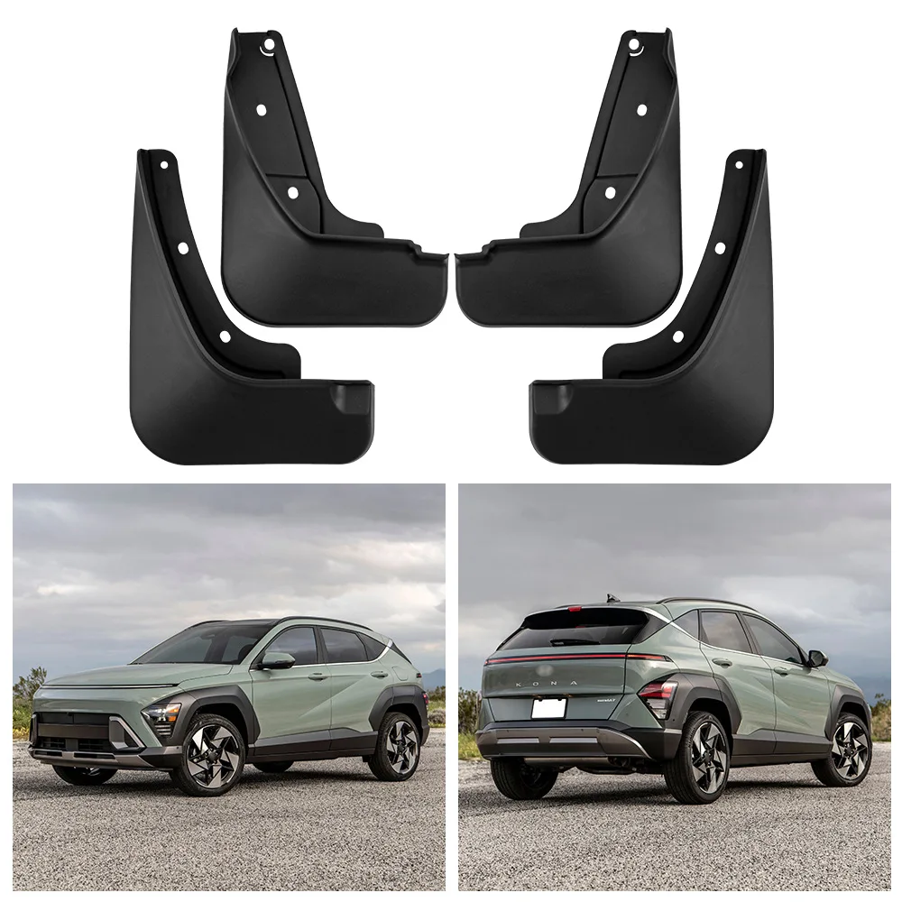 Guardabarros híbrido para coche, accesorio para Hyundai KONA 2024, 4 piezas