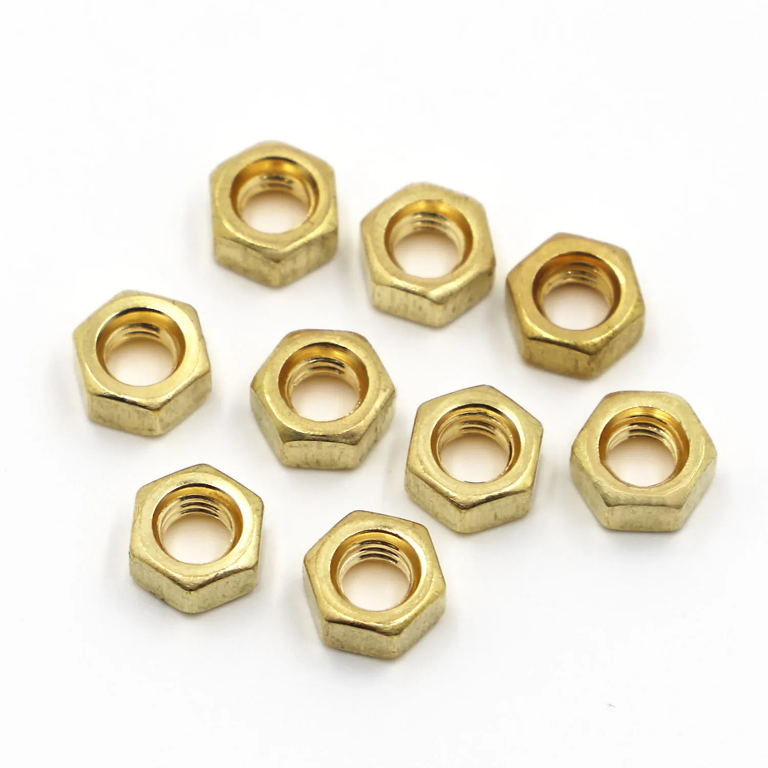 1-50Pcs DIN934ทองเหลืองทองแดง Hex Hexagon Nut สำหรับ M1.6 M2 M2.5 M3 M4 M5 M6 M8 m10 M12สกรูสกรู