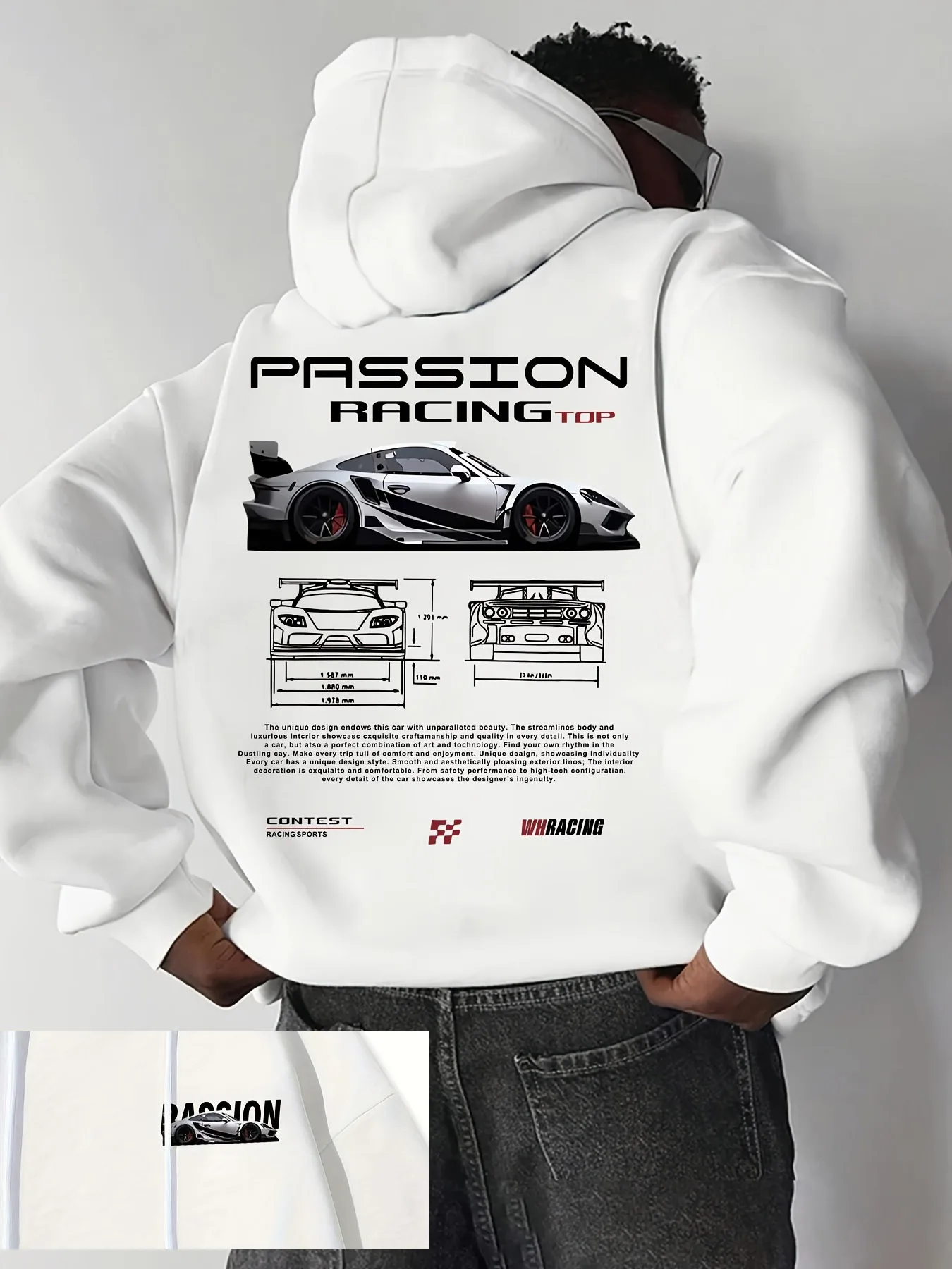 2026 Herren Hoodie Passion Racing Auto Grafik-Print Pullover Kapuzenpullover Herbst Winter Streetwear Lässige Langarm-Oberteile – Detail 12