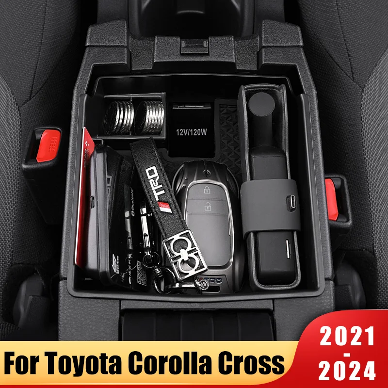 

For Toyota Corolla Cross XG10 2021 2022 2023 ABS Car Center Console Organizer Tray Case Armrest Storage Box Multi-Function Cover