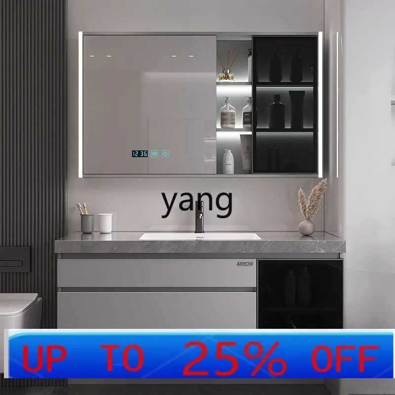 

LTT light luxury rock slab seamless ceramic integrated basin bathroom cabinet combination oak bathroom washstand