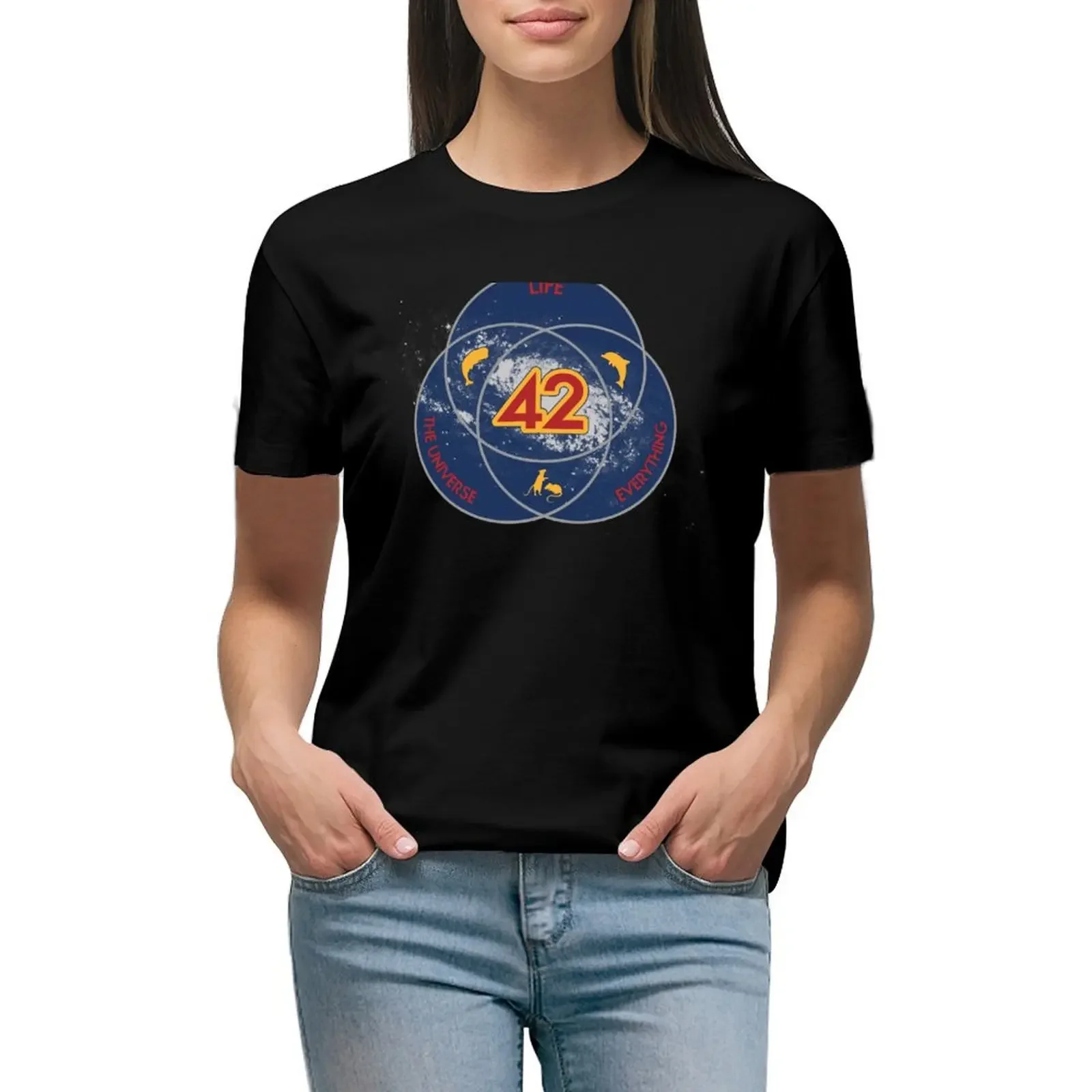 

The Answer to Life, the Universe & Everything (Ultimate Venn Version) T-Shirt quick drying tees cute clothes Women t shirt