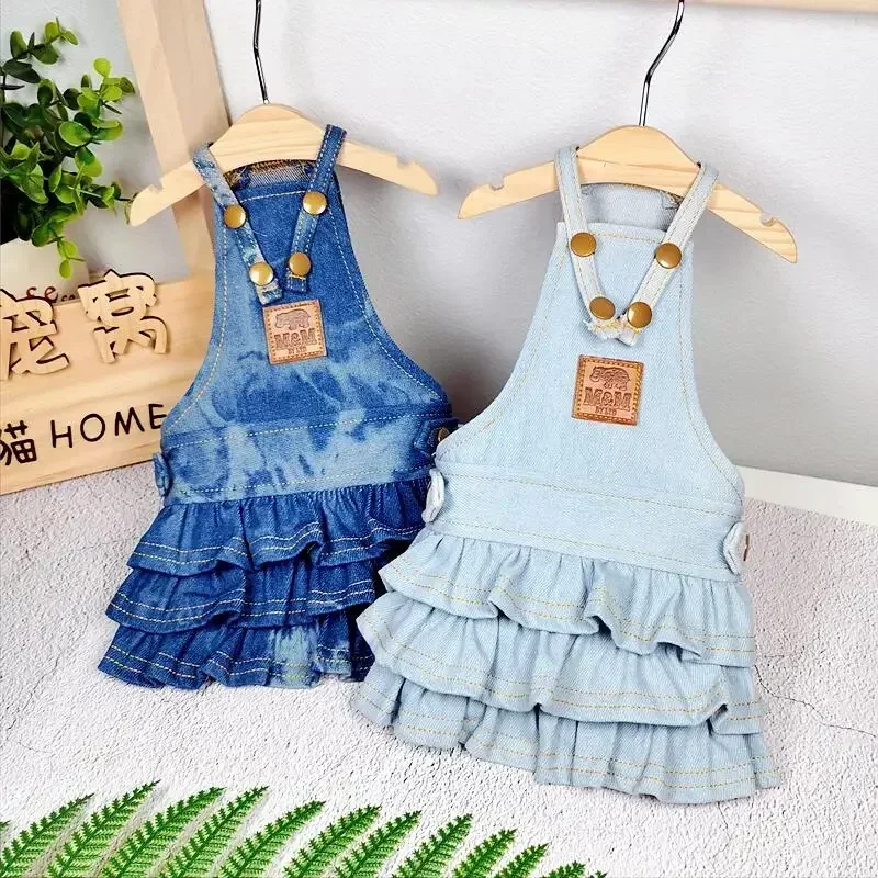 Dog Clothes Denim Jeans Dress Jumpsuit Boy Girl Dog Clothing Couple Pet Outfit Puppy Costume Overalls Pants Dropship Pet Costume