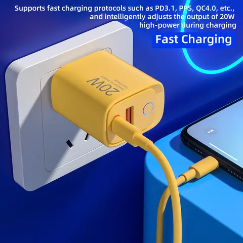 JINMUXI 20W 2 in 1 USB 유형 C iPhone 용 빠른 충전 고속 벽 충전기 Samsung Xiaomi Huawei Oppo 휴대 전화 어댑터