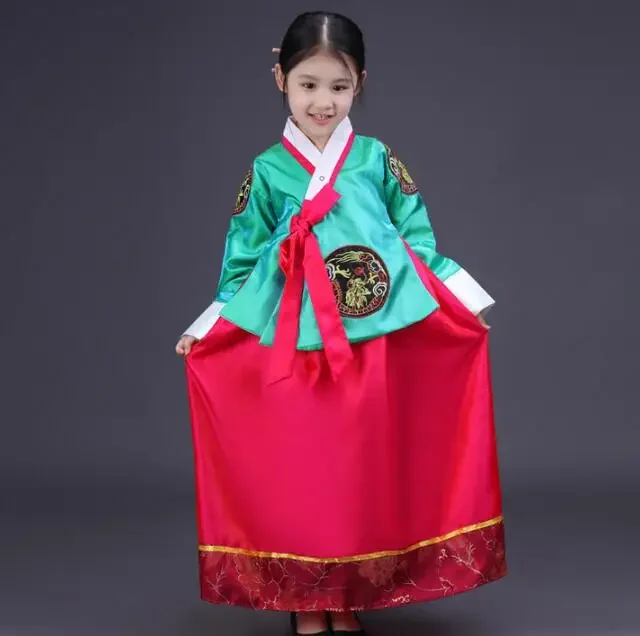 

Stage Vintage Ethnic style Girl Hanbok Children Korean Folk Dance dress