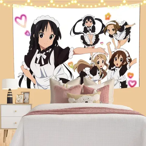 애니메이션 벽걸이 태피스트리 일본 카와이 새로운 K-ON! 방 장식 미적 장식 만화 사진 배경 천 테이블