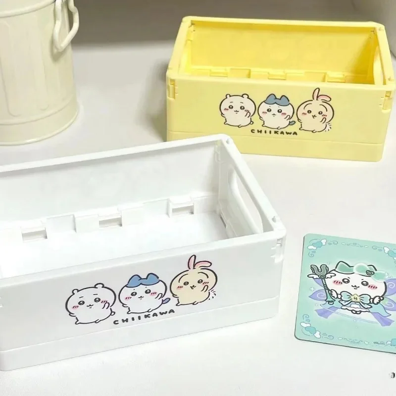 MINISO Chikawa Hachiware Usagi Anime Kawaii Desktop Portable Storage Box Cosmetic Cartoon Girl Stationery Hair Clip Foldable Box